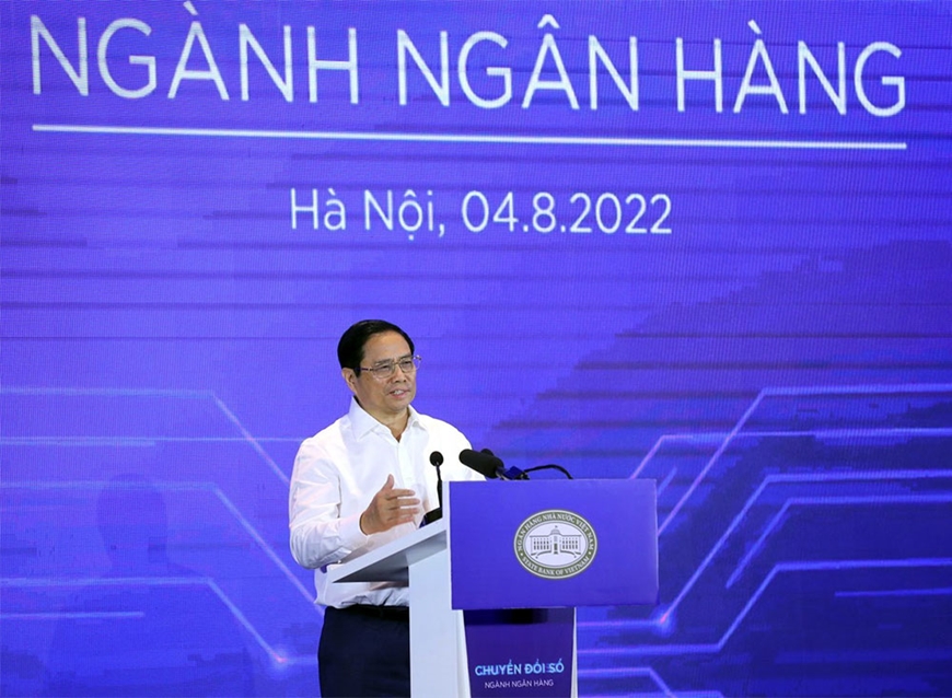 Thủ tướng Chính phủ Phạm Minh Chính dự sự kiện "Ngày chuyển đổi số ngành Ngân hàng"